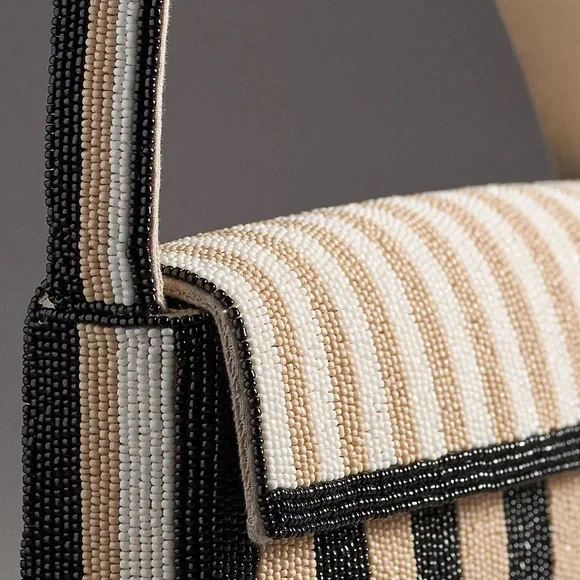 Anthropologie Fiona beaded bag- Neutral Stripe - Picture 10 of 12